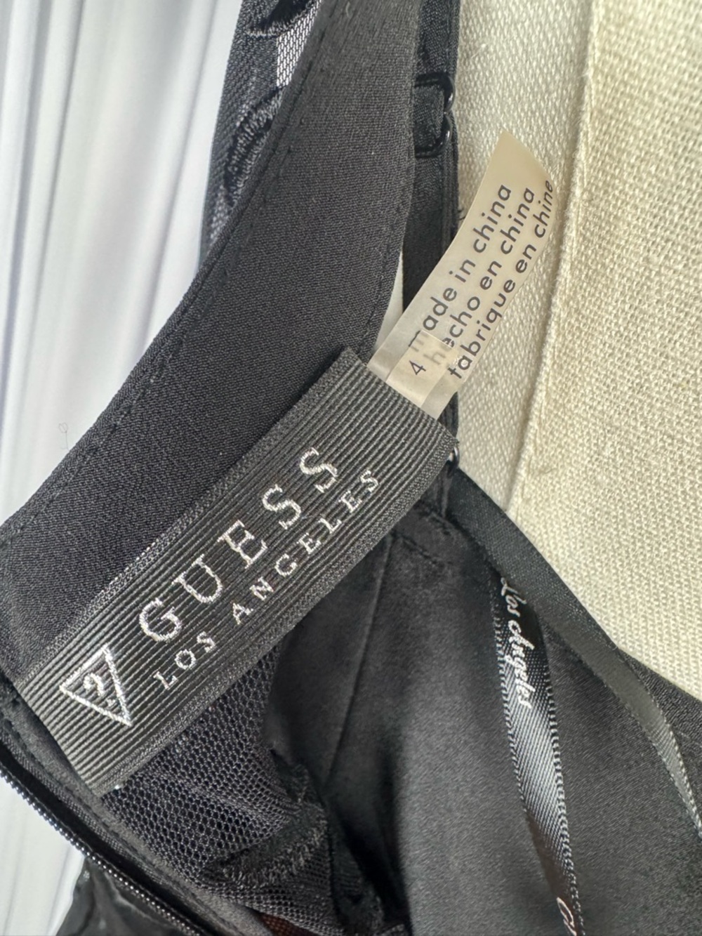 GUESS Black Embroidered Cap-Sleeve Mini Dress Women’s Size 4 - Picture 9 of 16